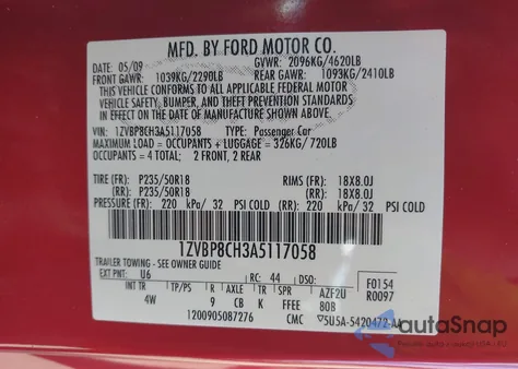 2010 Ford Mustang Gt/Gt Premium z USA, uszkodzony, nr VIN 1ZVBP8CH3A5117058